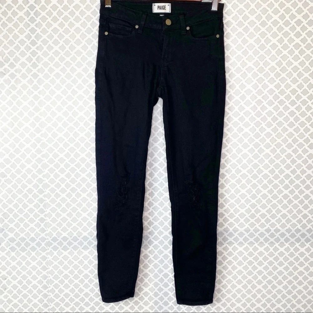 EUC Paige Dice Black Destructed Verdugo Ankle Jean - Picture 2 of 12